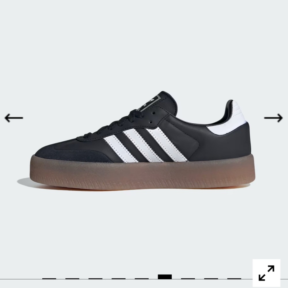 Adidas Black X White Leather Classic Sambas Gum Sole platform  9.5 M/11.5 W BNWT